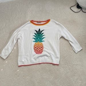 Knitted sweater from the loft. It’s a loose fit. I’ve only worn it a few times.